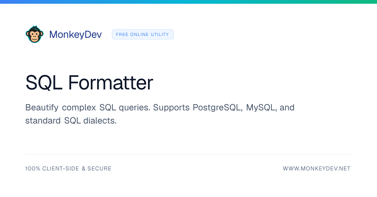 SQL Formatter Online — MonkeyDev